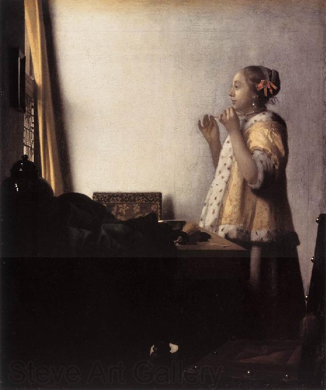 Jan Vermeer Woman with a Pearl Necklace Spain oil painting art